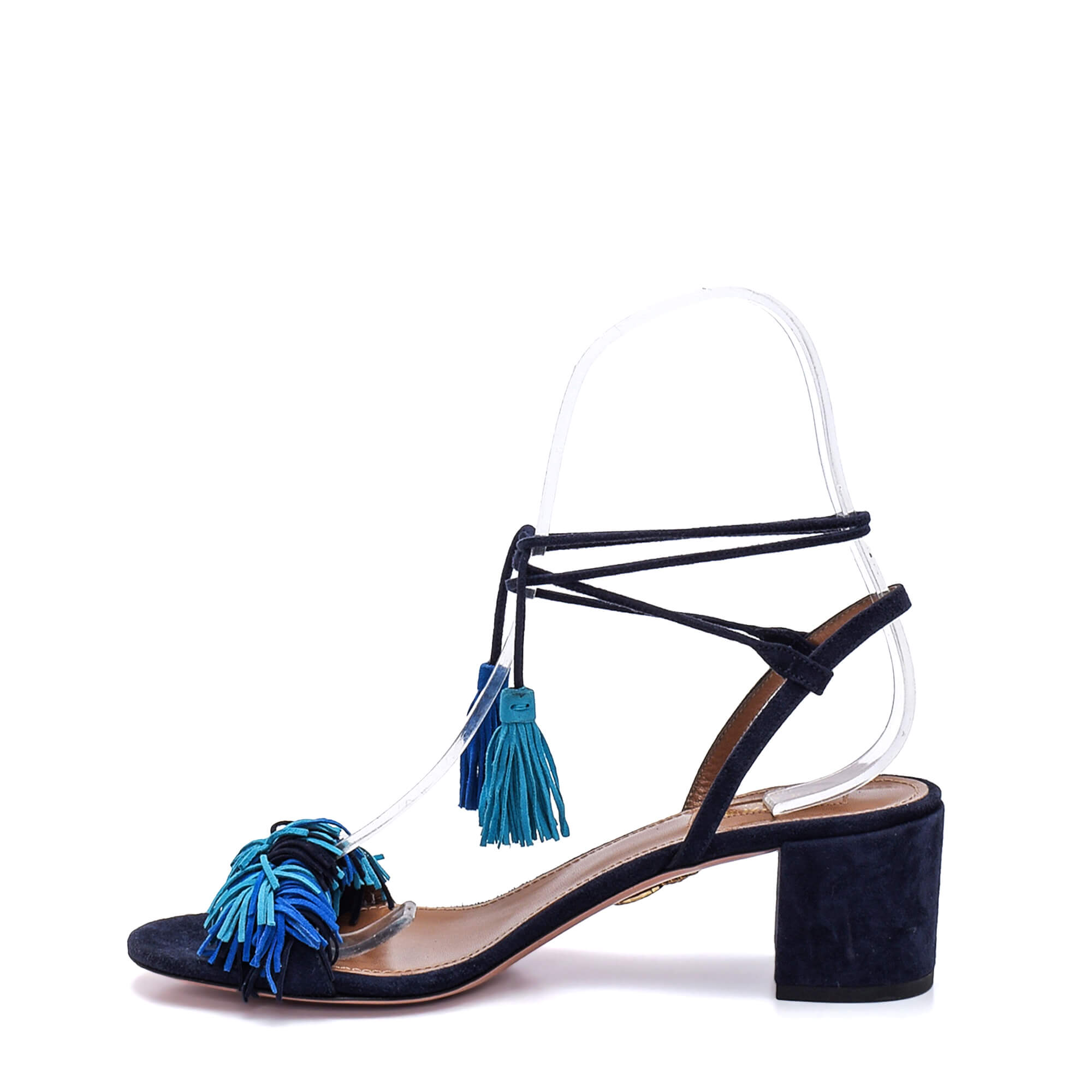 Aquazzura - Black&Blue Suede Fringee Pumps Sandals